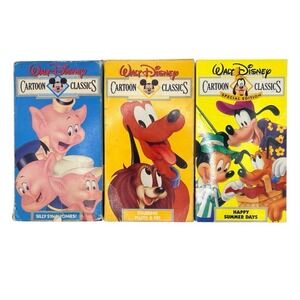 WALT DISNEY CARTOON CLASSICS VHS LOT OF 3 SILLY SYMPHONY PLUTO & FIFI SUMMER DAY